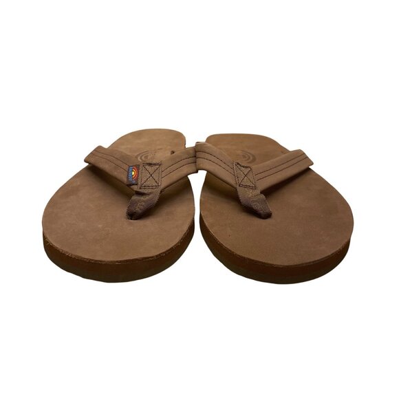 Rainbow Men’s Brown Leather 301ALTS Single Layer Arch Support Flip Flops  Sz XXL - Picture 1 of 9